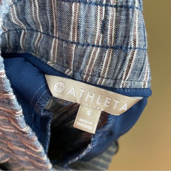 ATHLETA CABO TIDE‎ 100% LINEN SHORTS IN BLUE - Picture 4 of 4